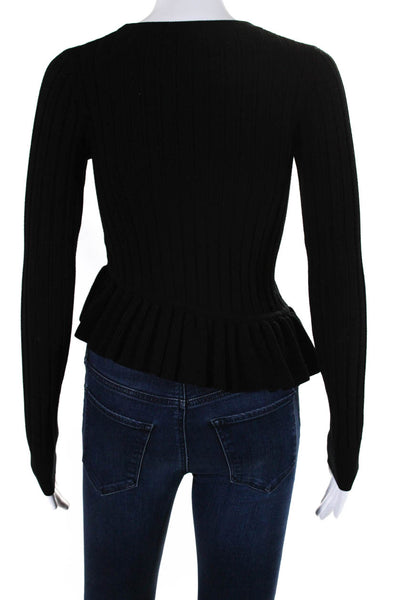 Robert Rodriguez Women's Long Sleeves Asymmetrical Ribbed Sweater Black Size XS