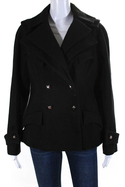 Anine Bing Womens Double Breasted Wide Lapel Pea Coat Black Size EUR 38