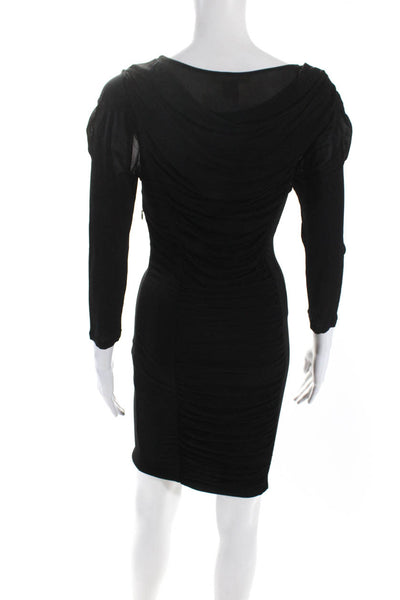 Catherine Malandrino Women's Cowl Neck Cinch Bodycon Mini Dress Black Size M