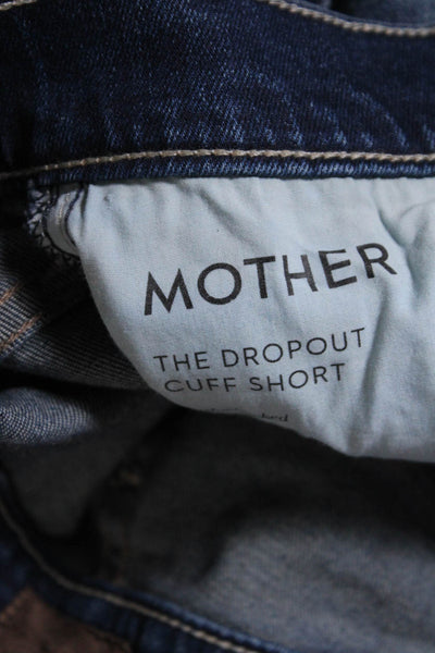 Mother Women's Button Closure Medium Wash Cuff Hem Denim Short Size 26