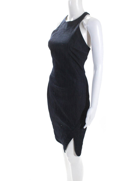 Elizabeth and James Womens Cotton Denim Tulip Hem Pencil Dress Dark Blue Size 6