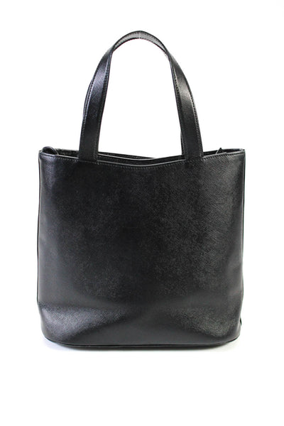 Salvatore Ferragamo Womens Black Leather Zip Top Handle Bucket Bag Handbag