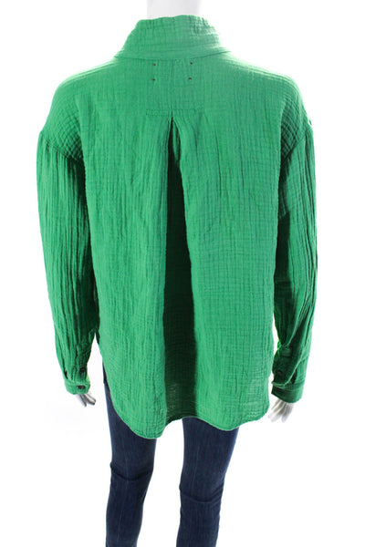 Xirena Women's Long Sleeves Button Down Cotton Shirt Green Size XS