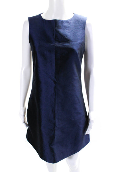 Senza Tempo Women's Round Neck Sleeveless A-Line Mini Dress Navy Blue Size 6