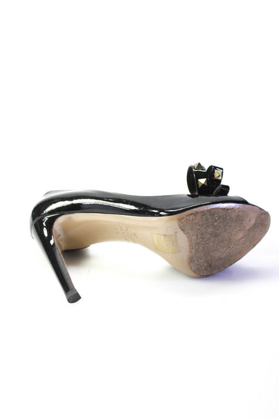 Valentino Garavani Womens Rock Stud D'orsay Pumps Black Patent Size 37.5 7.5