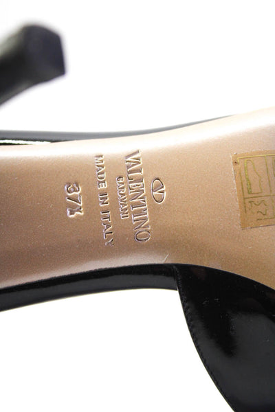 Valentino Garavani Womens Rock Stud D'orsay Pumps Black Patent Size 37.5 7.5