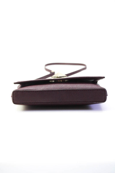 Kate Spade New York Womens Wine Leather Turn Lock Flap Small Shoulder Handbag