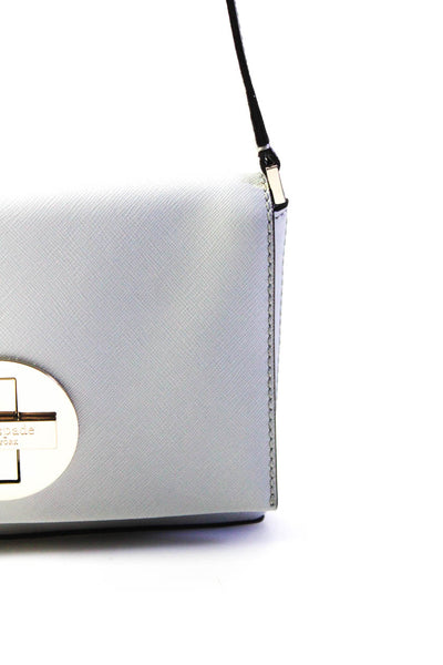Kate Spade New York Womens Gray Leather Turn Lock Small Shoulder Bag Handbag