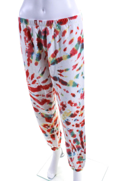 SPRWMN Womens Tie Dye Sweatshirt Sweatpants Set White Size M