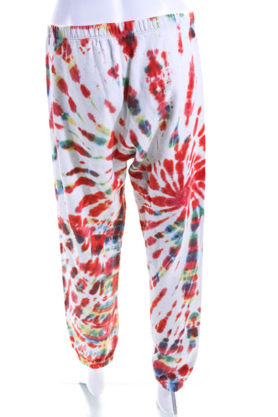 SPRWMN Womens Tie Dye Sweatshirt Sweatpants Set White Size M