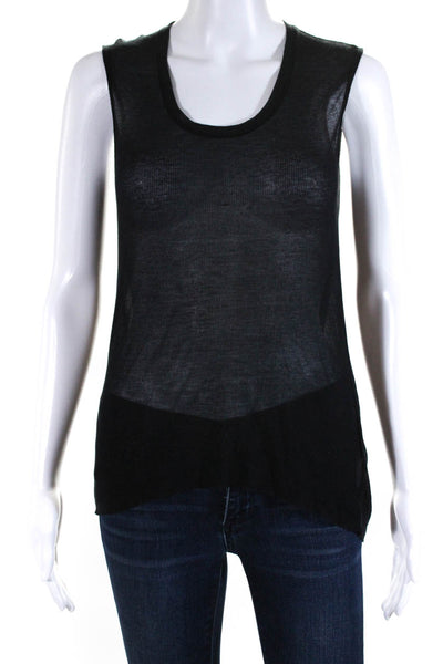 Helmut Helmut Lang Womens Scoop Neck Ribbed Knit Tank Top Black Size Petite