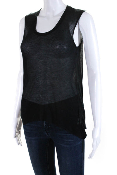 Helmut Helmut Lang Womens Scoop Neck Ribbed Knit Tank Top Black Size Petite