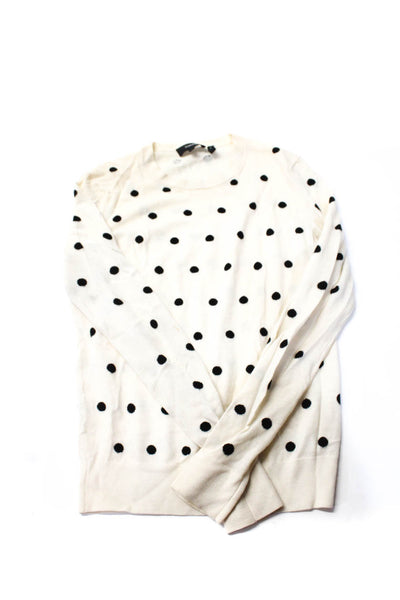 Theory Womens Merino Wool Polka Dot Long Sleeve Sweaters Beige Size P Lot 2