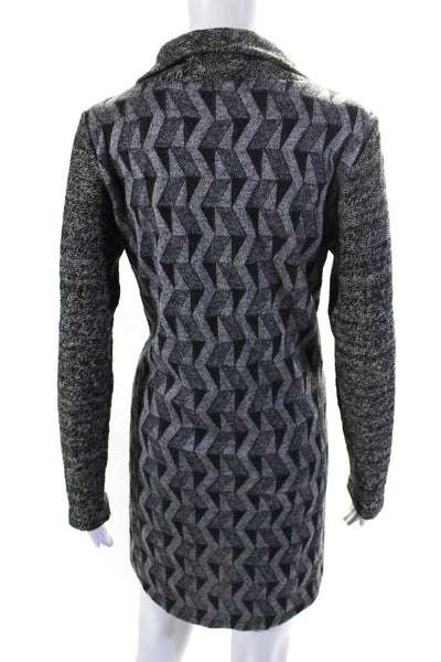 THML Womens Geometric Print Knee Length Mock Neck Sweater Dress Gray Size L