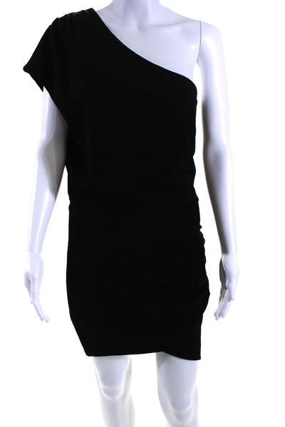 IRO Womens One Shoulder Short Sleeves Ruched Davov Dress Black Size EUR 38