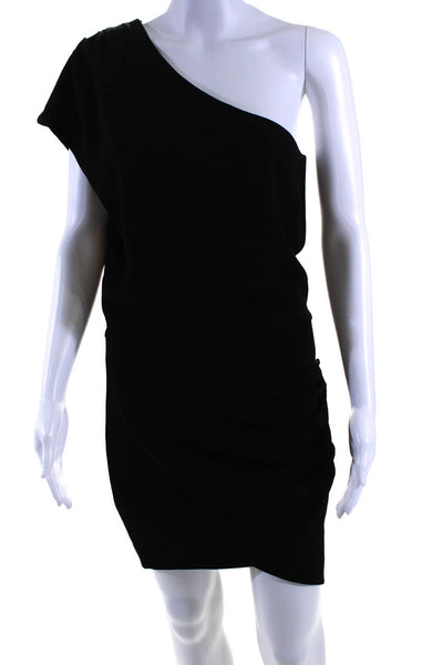 IRO Womens One Shoulder Short Sleeves Ruched Davov Dress Black Size EUR 38