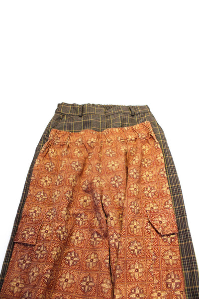 Johanna Paris Muze Womens Plaid Abstract Print Pants Brown Size Small Lot 2