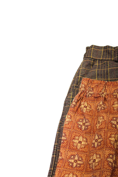 Johanna Paris Muze Womens Plaid Abstract Print Pants Brown Size Small Lot 2