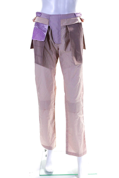 Valentino Womens High Rise Slim Leg Pants Pink Lavender Cotton Size EUR 40