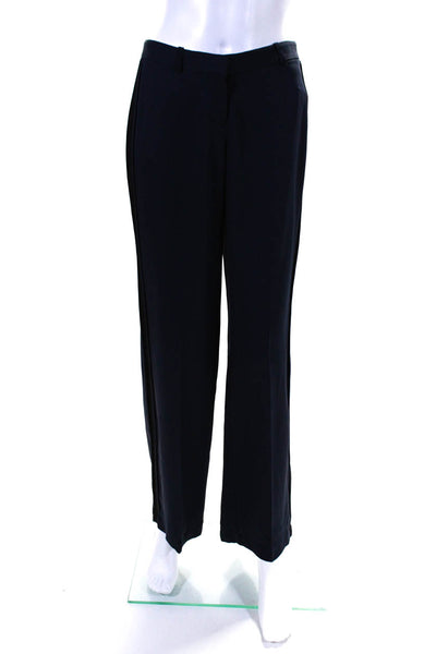 Theory Womens Silk Creased Straight Leg Hariya Dress Pants Navy Blue Size 0