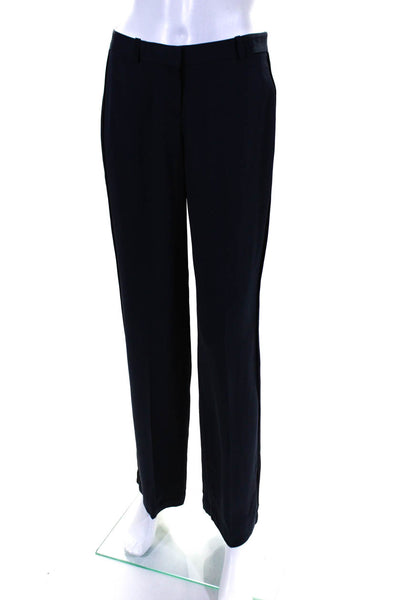 Theory Womens Silk Creased Straight Leg Hariya Dress Pants Navy Blue Size 0