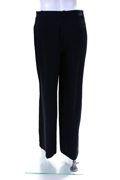 Theory Womens Silk Creased Straight Leg Hariya Dress Pants Navy Blue Size 0