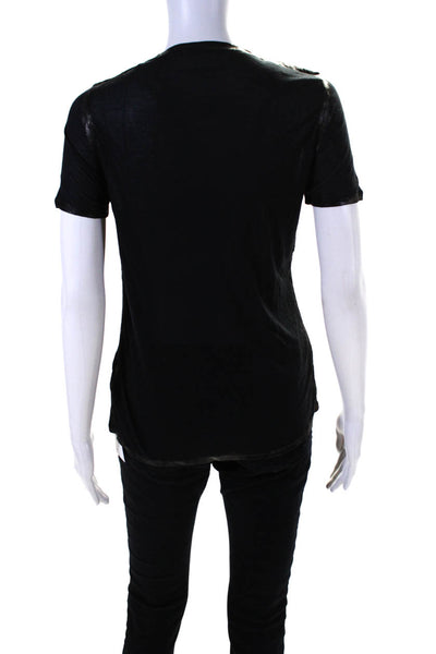 Zadig & Voltaire Womens Short Sleeves Shirt Black Tino Foil Size Extra Small