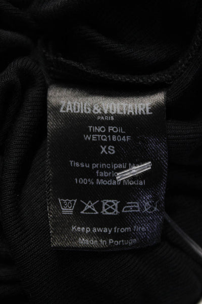 Zadig & Voltaire Womens Short Sleeves Shirt Black Tino Foil Size Extra Small