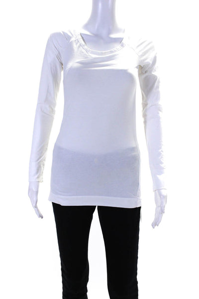 Theory Womens Long Sleeves Pullover Tee Shirt White Cotton Size Medium