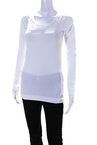 Theory Womens Long Sleeves Pullover Tee Shirt White Cotton Size Medium