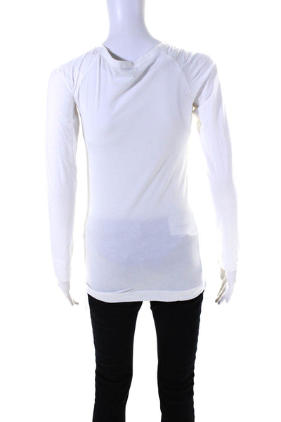 Theory Womens Long Sleeves Pullover Tee Shirt White Cotton Size Medium