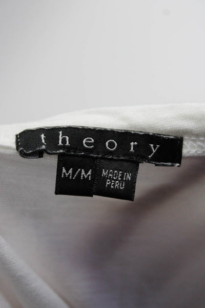 Theory Womens Long Sleeves Pullover Tee Shirt White Cotton Size Medium