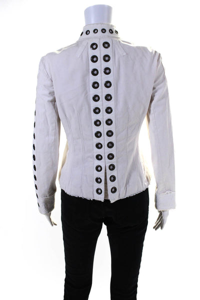 Marc Jacobs Womens Grommet Trim Hook Closure Jacket White Cotton Size 4