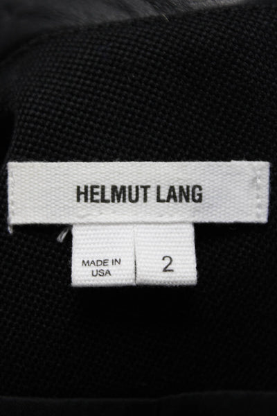 Helmut Lang Womens Leather Sleeves Single Button Jacket Black Size 2