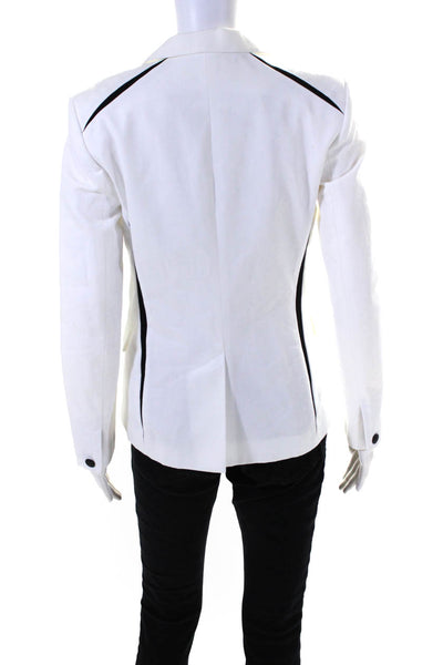 Rag & Bone Womens Single Button Blazer Jacket White Black Cotton Size 2