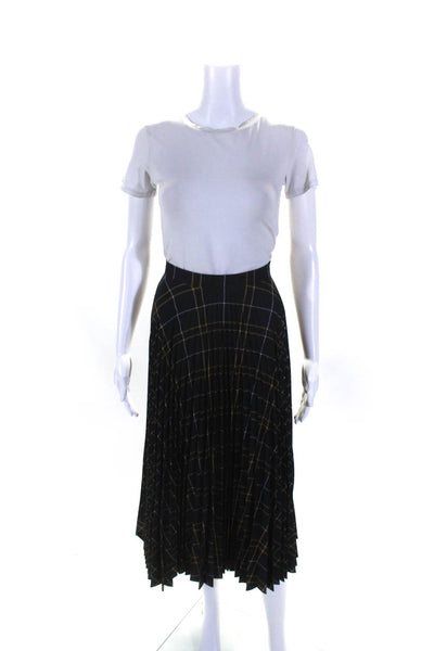 Claudie Pierlot Womens Striped Print Zipped Pleated Maxi Skirt Black Size EUR40