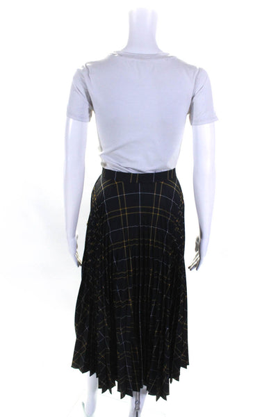 Claudie Pierlot Womens Striped Print Zipped Pleated Maxi Skirt Black Size EUR40