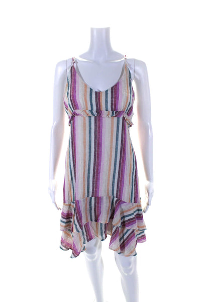 Rails Womens Linen Striped Scoop Neck Sleeveless A-Line Dress Multicolor Size S