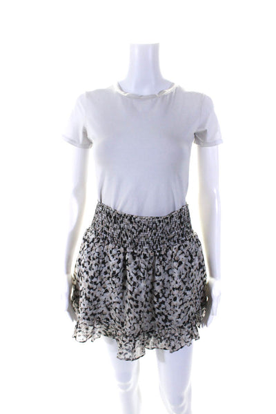 Intermix Womens Silk Chiffon Smocked Waist A-Line Mini Skirt Gray Black Size P