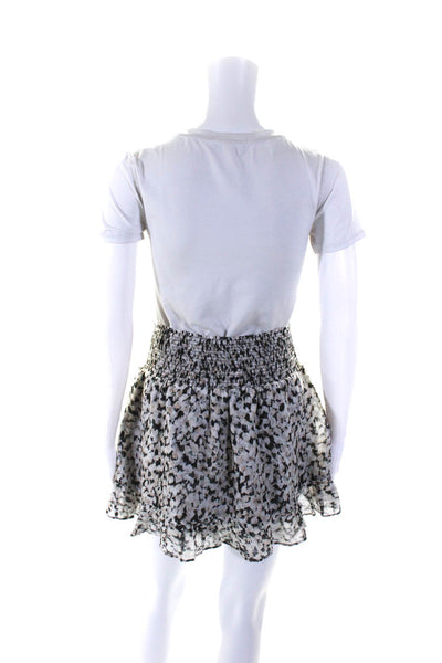 Intermix Womens Silk Chiffon Smocked Waist A-Line Mini Skirt Gray Black Size P