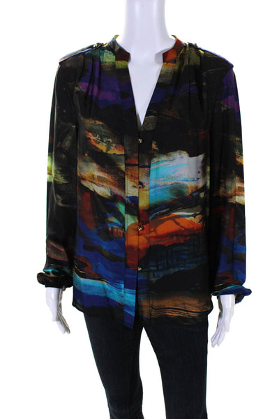 Ted Baker London Womens Abstract Print Button Down Blouse Multi Colored Size 4