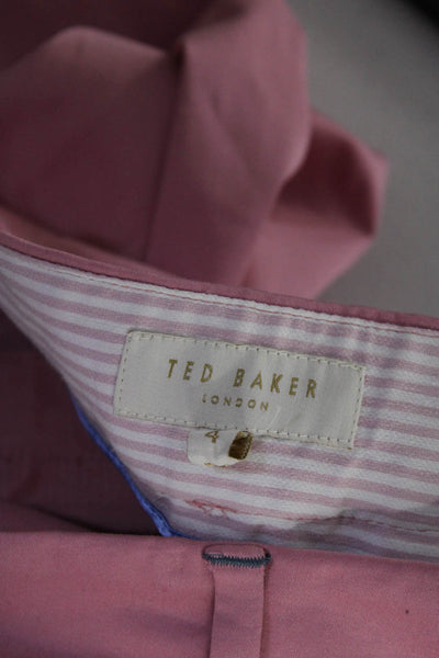 Ted Baker London Womens Cuffed High Rise Slim Leg Pants Pink Cotton Size 4