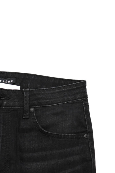 Monfrere Men's Button Closure Five Pockets Straight Leg Denim Pant Black Size 32
