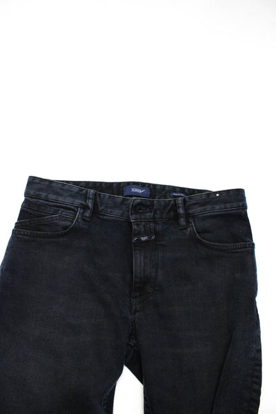 Monfrere Men's Button Closure Five Pockets Straight Leg Denim Pant Black Size 32