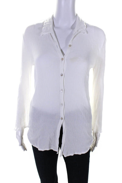 Shaycation x Revolve Women's Long Sleeves Button Down Shirt White Size XS