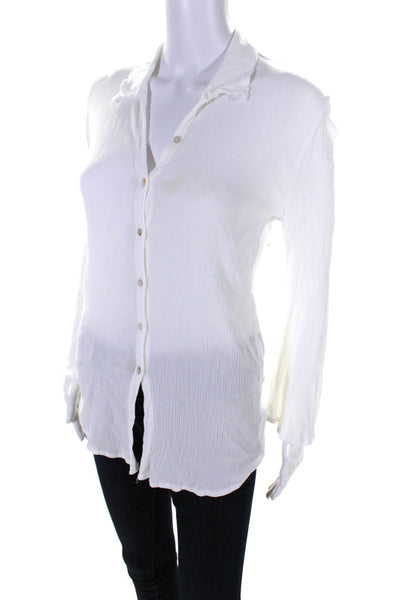 Shaycation x Revolve Women's Long Sleeves Button Down Shirt White Size XS