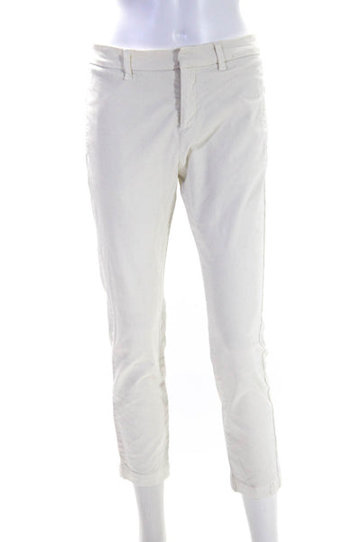 Nili Lotan Womens Zipper Fly Mid Rise Straight Leg Trouser Pants White Size 4