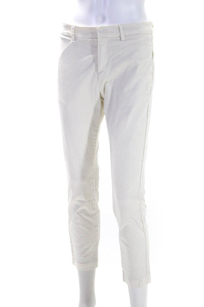 Nili Lotan Womens Zipper Fly Mid Rise Straight Leg Trouser Pants White Size 4