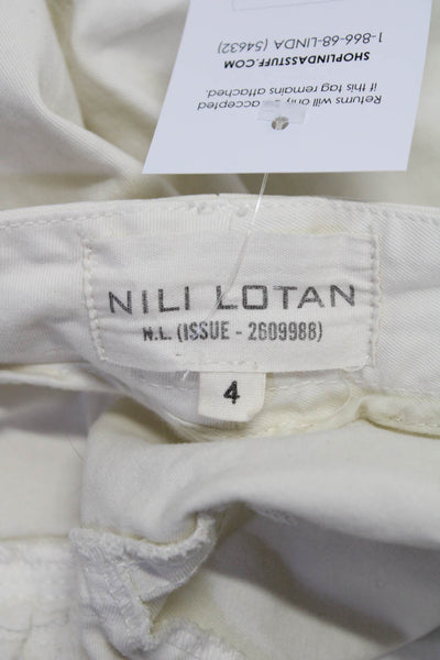 Nili Lotan Womens Zipper Fly Mid Rise Straight Leg Trouser Pants White Size 4