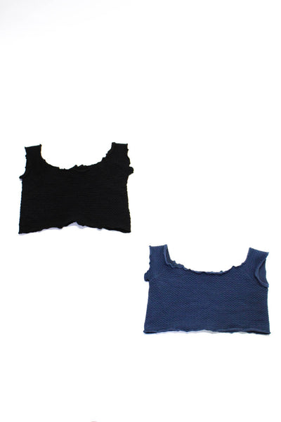 Intimately Free People Womens Cropped Blouses Black Blue Size Medium Lot 2